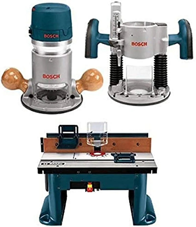 BOSCH 1617EVSPK Wood 12 Amp Router Tool Combo Kit - 2.25 Horsepower Plunge Router & Fixed Base with a Variable Speed S4
