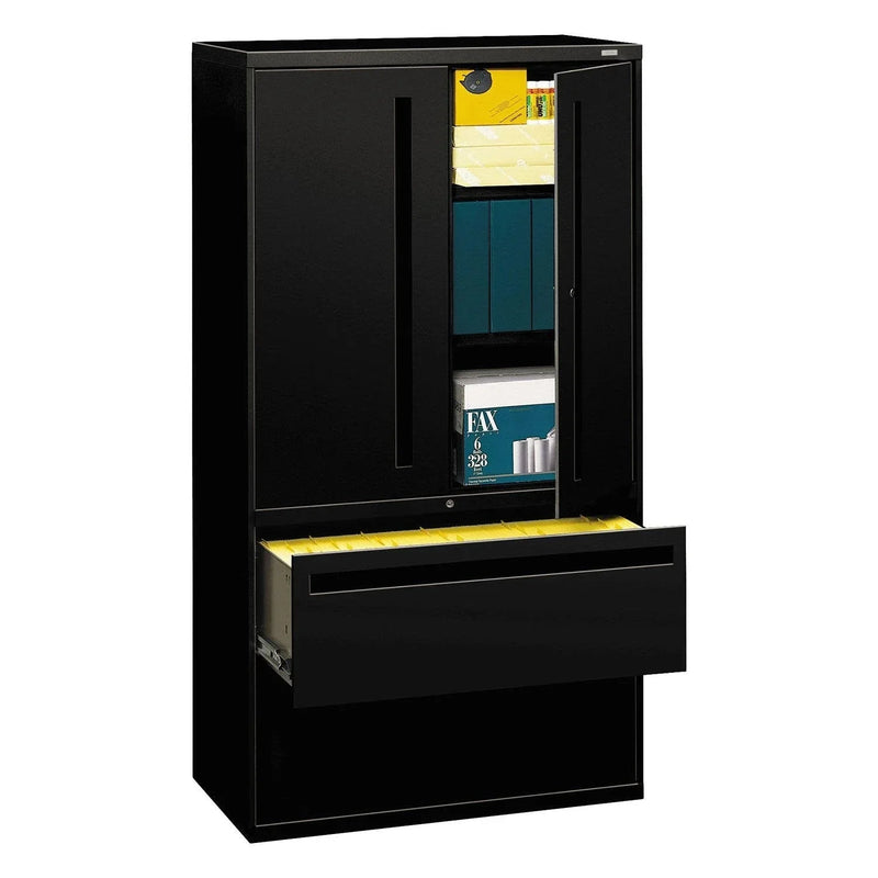 Lateral File with Storage Cabinet, 36w x 18d x 64.25h, Assorted Colors T0