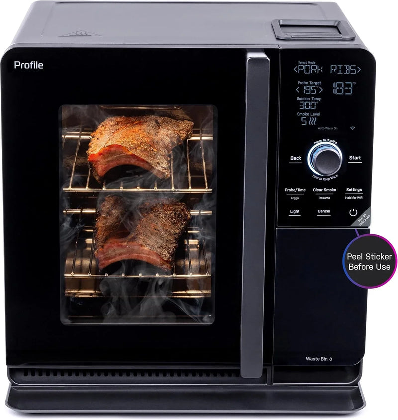 Smart Indoor Pellet Smoker, with Active Smoke Filtration, 5 Smoke Control Settings, WiFi Connected, Electric, Countertop BBQ Appliance, Black Y2