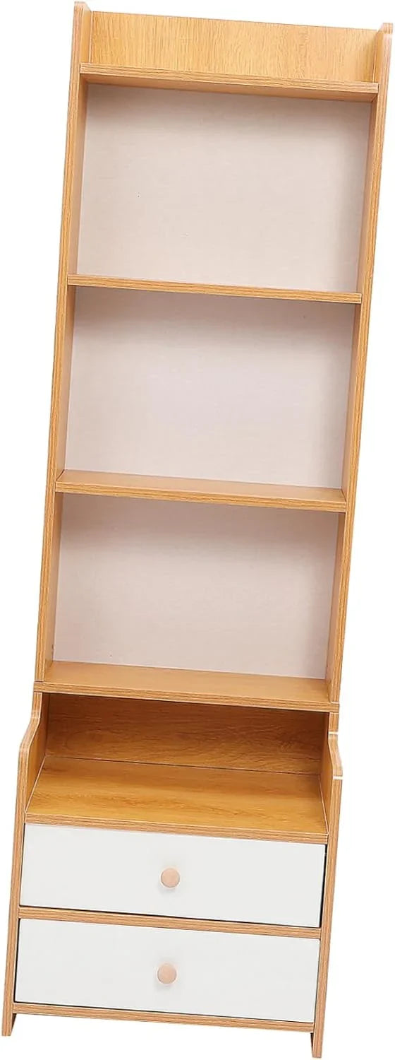 High platform bedside cabinet storage rack. Wooden bedside table with open shelves. Abundant storage space, simple design, suitable for bedroom furniture. Easy to assemble, with a rustic style and warm surface treatment. B5