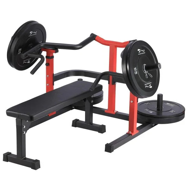 Chest Press Machine, 1050LBS Capacity, Independent Converging Arms, Weight Bench Press with Adjustable Flat Bench for Upper Body Workouts, Red T6