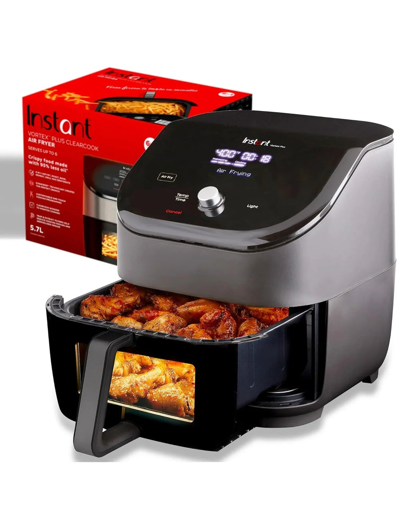 Instant Vortex Plus 6QT ClearCook Air Fryer, Clear Windows, Custom Program Options, 6-in-1 Functions, Crisps, Broils, Roasts, Dehydrates, Bakes, Reheats, from the Makers of Instant Pot, Black U7
