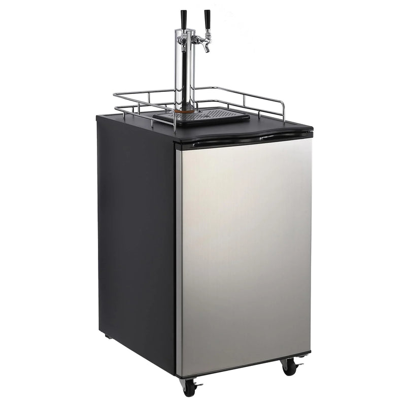 Beer Kegerator, Dual Tap Draft Beer Dispenser, Full Size Stainless Steel Keg Refrigerator With Drip Tray, CO2 Cylinder, 32°F- 50°F Temperature Control, 170L P3