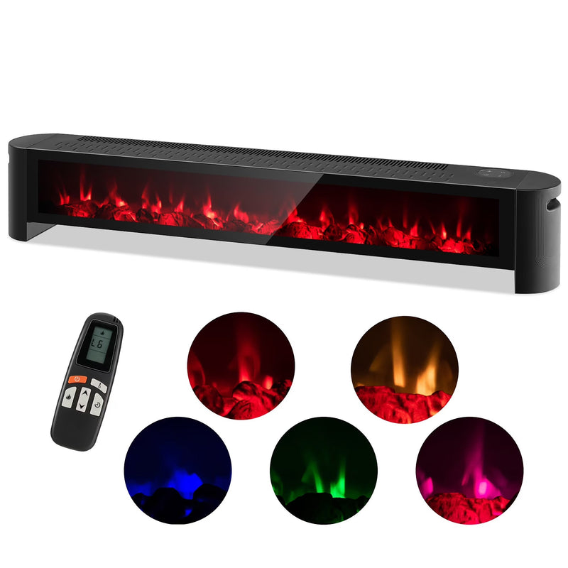Costway 1400W Electric Baseboard Heater Convection Space Heater with Realistic 3D Flame V0
