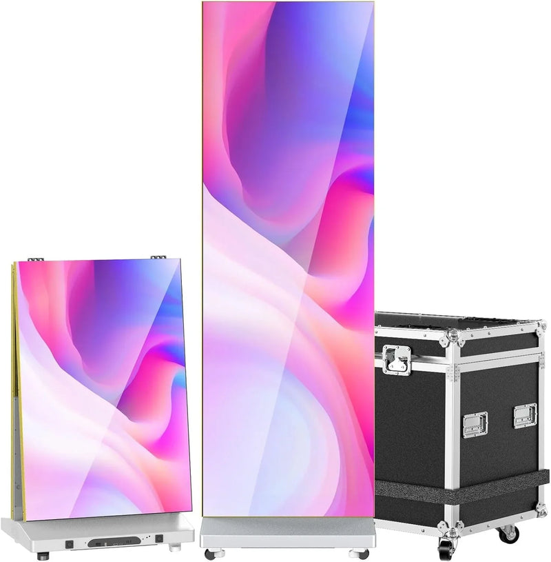 80" P1.86 Flexible Spliceable LED Poster Display – USB Plug-and-Play, Mobile & PC Remote Control, Digital Signage Advertising Screen (Silver, 1-Pack) E1