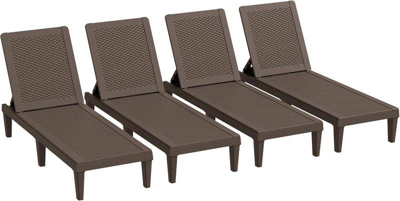 Outdoor Chaise Lounge Chair Set of 2 for Patio Poolside, Waterproof & Adjustable & Easy Assembly Sun Lounger for Outside Deck, Pool, Beach, Black Q8