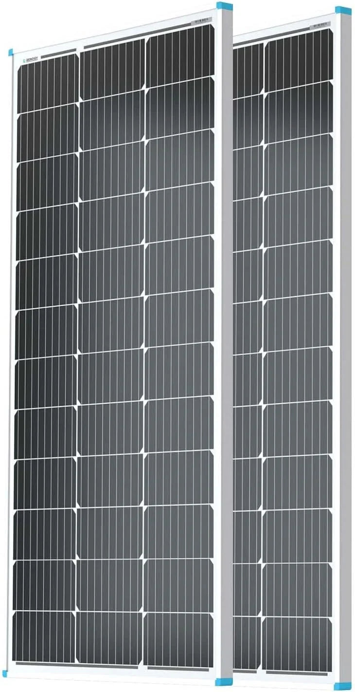 Solar Panel 100 Watt 12 Volt, High-Efficiency Monocrystalline PV Module Power Charger for RV Marine Rooftop Farm Battery and Other Off-Grid Applications, RNG-100D-SS, Single 100W J0