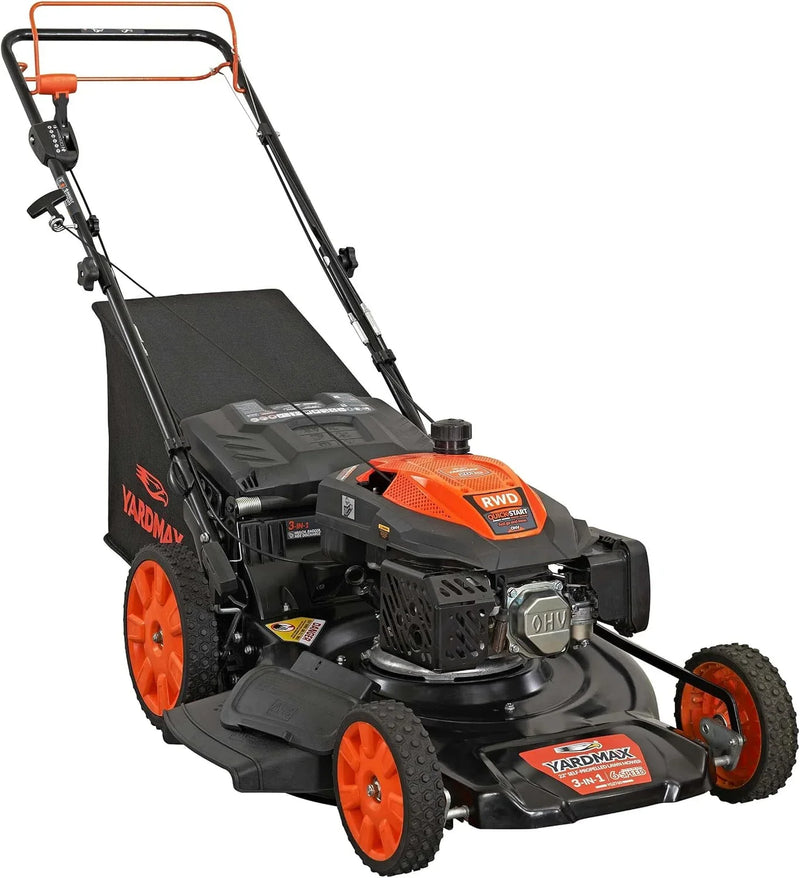 22 in. 201cc Select PACE 6 Speed CVT High Wheel RWD 3-in-1 Gas Walk Behind Self Propelled Lawn Mower, Black T2