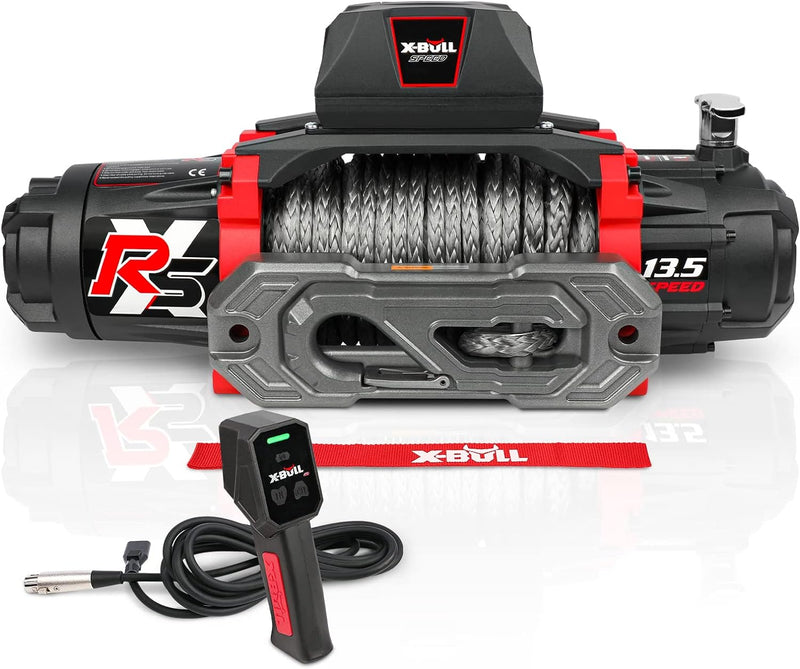 13,500-pound load capacity electric winch - 12-volt DC power supply, suitable for off-road trailer towing, dual-function wireless remote control W2