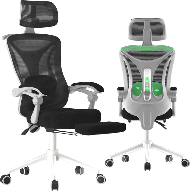 Ergonomic Office Chair - Adjustable Lumbar & Headrest, 90-160° Reclining with Footrest, Breathable Mesh Back - Home Office/Gaming Computer Chair (Black, 300lbs Capacity) Z5