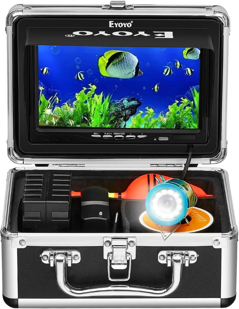 Underwater fishing photography and videography camera, underwater fish detector, fishing photography and videography camera on land/water/river/ice surface, 1000TVL resolution, 7-inch display screen, built-in 12 white lights, 15-meter long cable X3