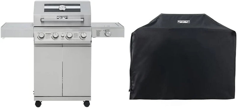 Larger 4-Burner Propane Gas Grills bbq Stainless Steel Heavy-Duty Cabinet Style with Knob Controls Side Burner Mesa 400m Y2