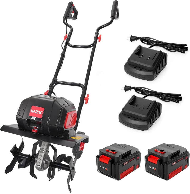 40V 12-inch Cordless Garden Tiller, Battery Powered Garden Cultivator, 2 * 4.0Ah Battery and Fast Charger Included H7