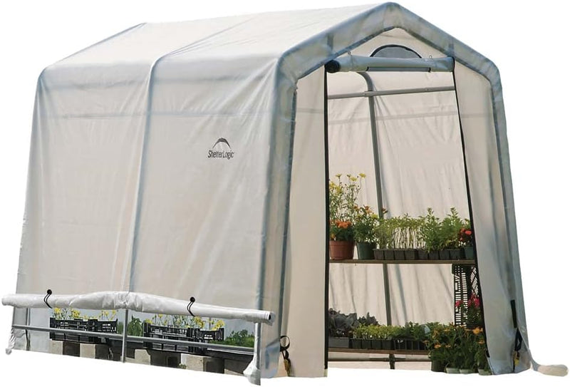 0 feet x 10 feet "GrowIT" Green House - Built-in Simple Greenhouse. It features a sleek design, a high ceiling design, an outdoor planting room with easy access, and is equipped with a transparent waterproof cover. B5