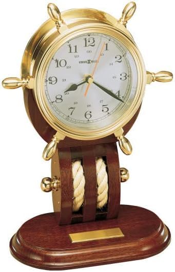 Type II Wall Clock 549-644 - Climate and Navigation Series Pure Brass Ship Rudder Decorative Model, with Redwood Base and Quartz Movement D9