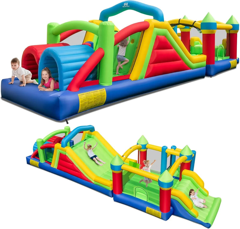 Inflatable Obstacle Course Bounce House, Kids Huge Sectional Bouncy Castle with Dual Slides, Tunnels, Bounce Area, Climbing, Obstacles, Playhouse for Kids Indoor Outdoor Birthday Party Gift M3
