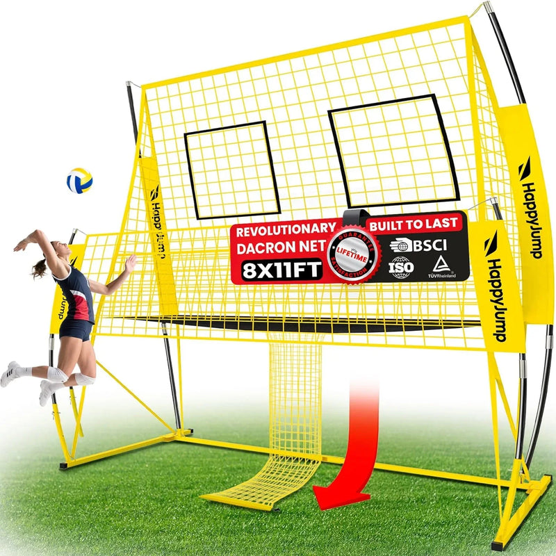 Adjustable volleyball training net equipment system (8x11 feet), suitable for adult outdoor or indoor volleyball practice, equipped with volleyball. F3