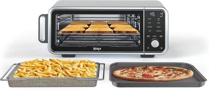 Toaster oven, air fryer, thermometer, toaster-air fryer combo, stainless steel material, quick cooking, french fries, frozen food, air frying, dehydrating, heating, 13 functions, less oil usage, flip-type oven Q7