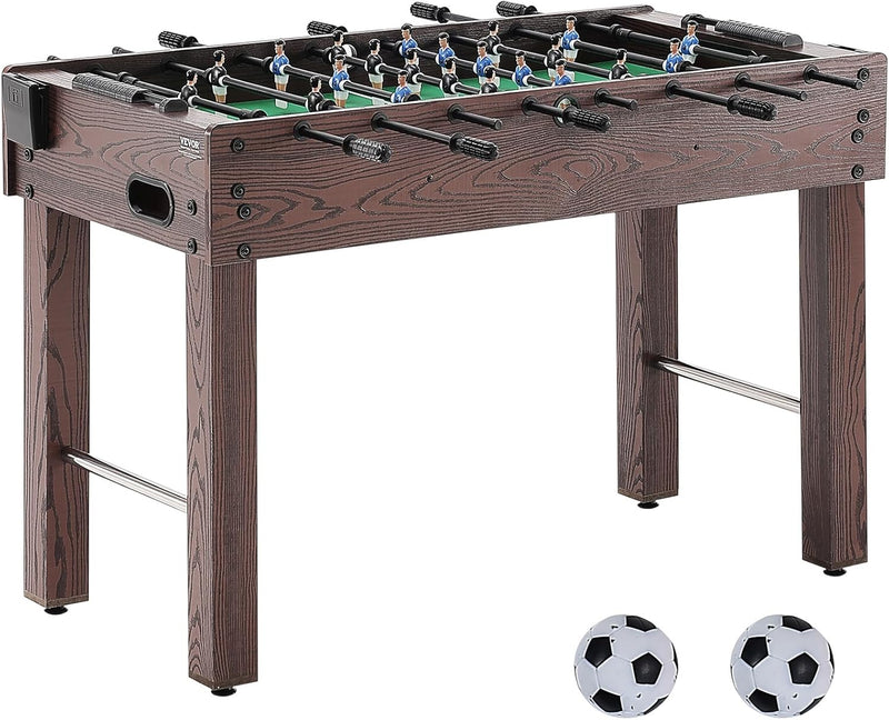 Foldable flyball table, standard size (42/48/55 inches), brown, made of plastic, metal and wood, suitable for two people to play flyball games, suitable for game room. Z6