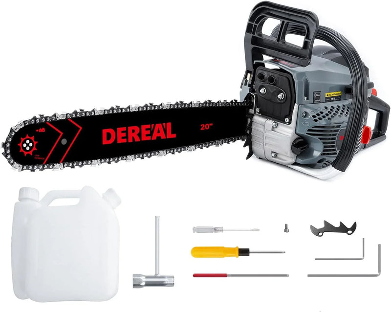 20 Inch 62CC Gas Powered Chainsaw 3.4HP 2 Stroke Engine Gas Power Chain Saw for Cutting Wood Outdoor Garden Farm Home O3