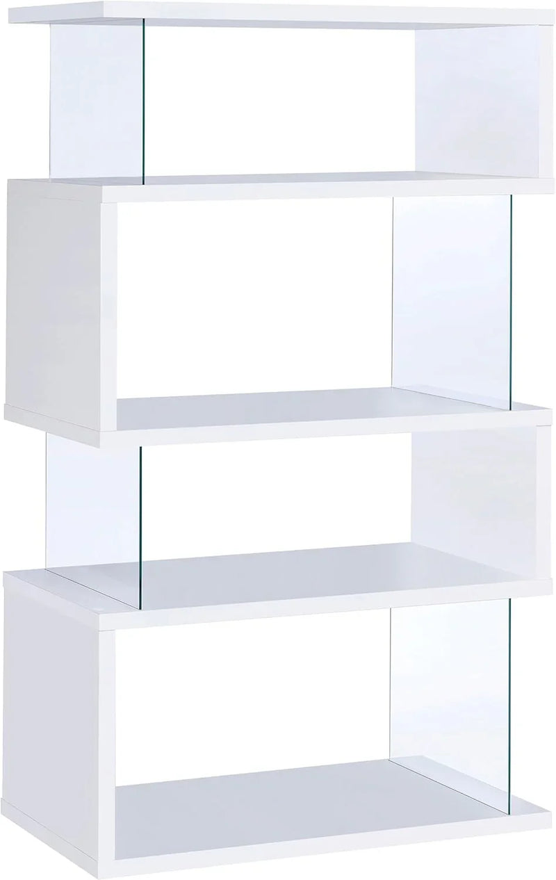 Home products company Amelier 63-inch 4-layer glass panel bookshelf in brown pine color R9