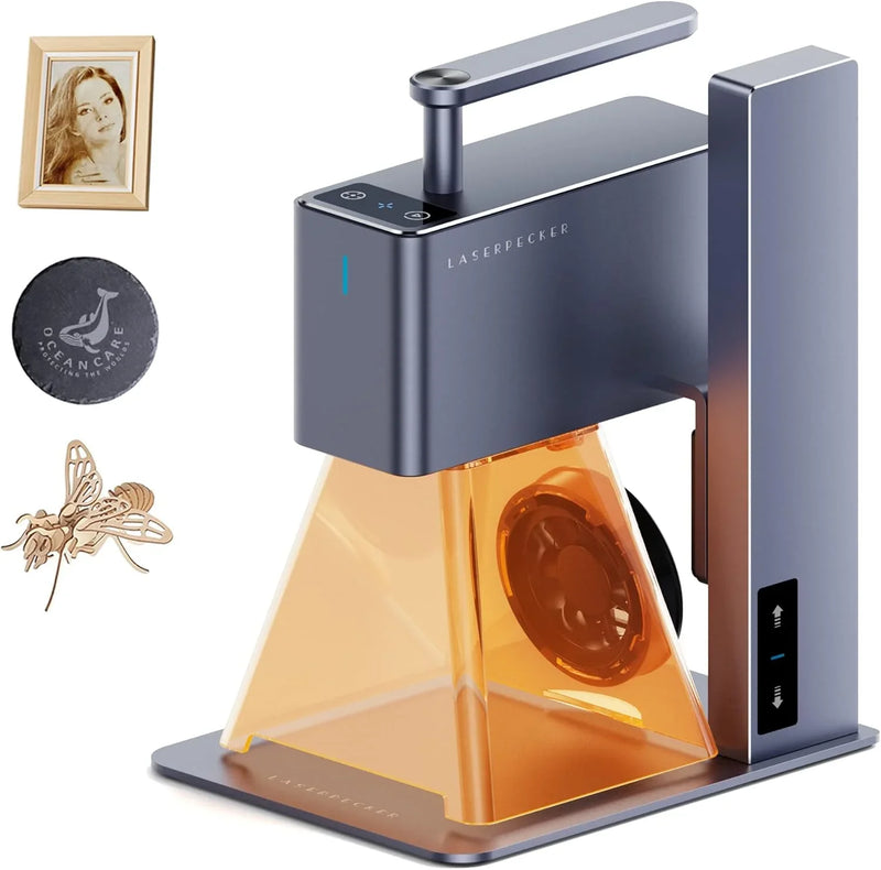 Light engraving machine, with wheels, portable and handheld laser engraving machine, suitable for engraving on wood, metal, leather and plexiglass. Laser cutting kit, equipped with multi-functional rotating wheels. E5