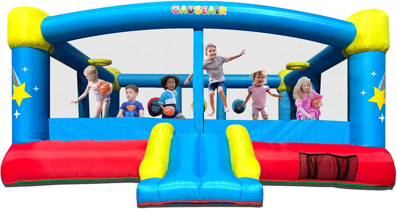 Big Inflatable Bounce House for Party Fun,15ft x 14.8ft,Double Basketball Hoop,Throw Ball Game,Reinforced PVC Bounce Floor,Jumping Bouncy Castle Holds 6 Kids L8