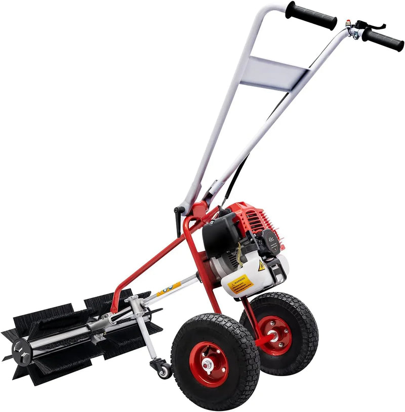 43cc 1.7HP Gas Powered Broom, 2 Stroke Power Sweeper Handheld Gasoline Power Broom Sweeping Machine for Garden Lawn Yard Sidewalk Driveway Turf Grass Cleaning, 600mm Nylon Brush Sweeping broom J0