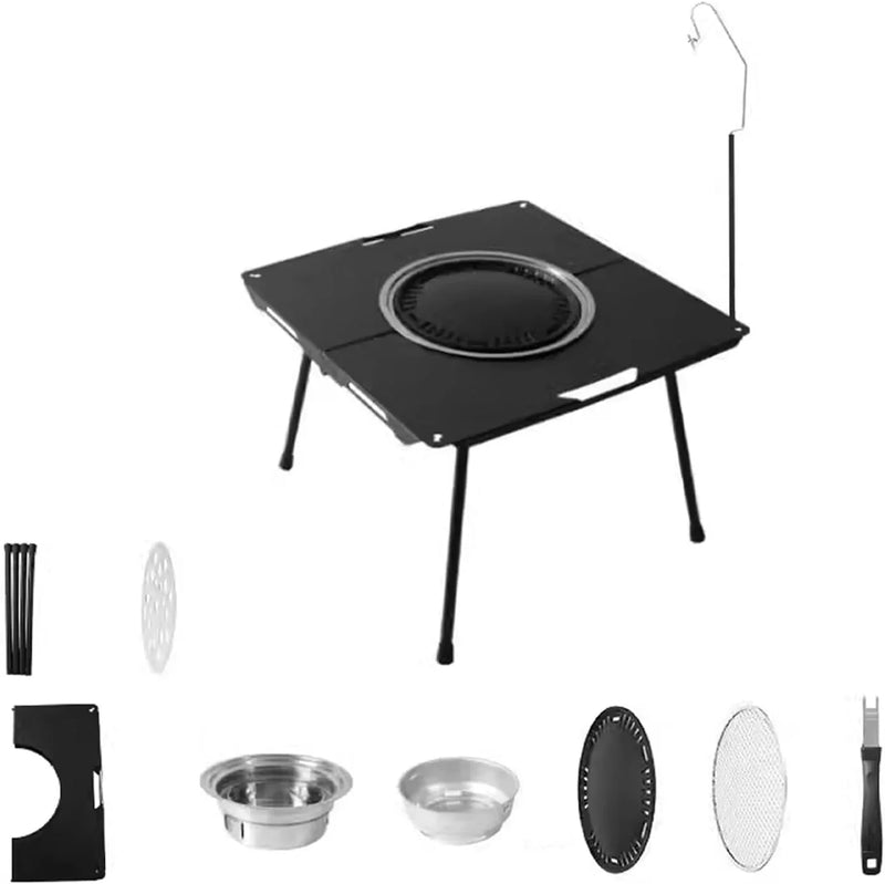 Outdoor Grill Table Foldable, Easy to Carry Can Hang Items Multi-Purpose, Aluminum Alloy, Portable Camping Table Foldable, for Picnic, BBQ, Making Tea E6
