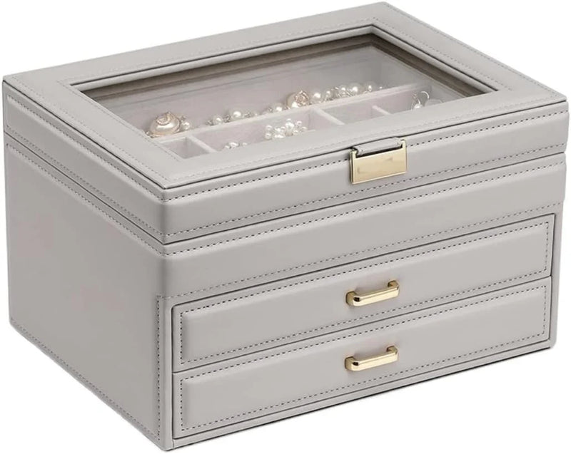 Jewelry Box Jewelry Case PU Leather Jewelry Box Jewelry Storage Box Earring Ear Stud Ring Necklace Organizer Case Jewelry Organizer M5