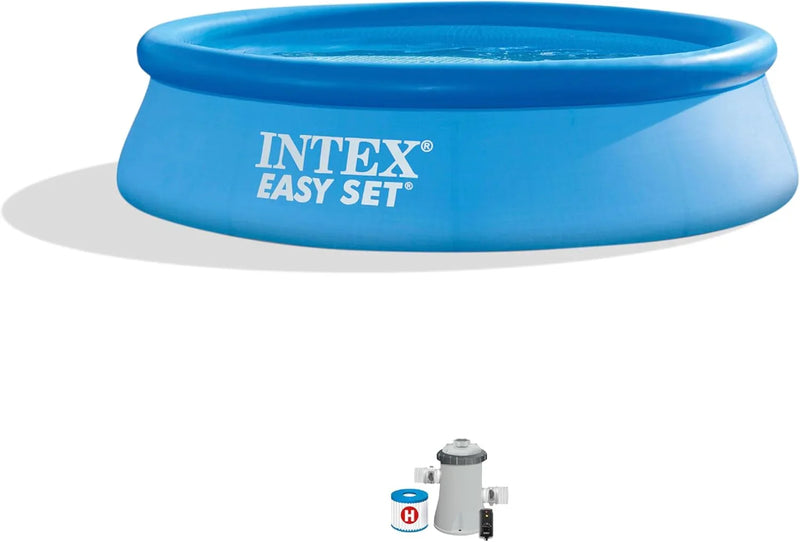 28167EH Easy Set Inflatable Swimming Pool Set: 15ft x 48in – Includes 1000 GPH Cartridge Filter Pump – Removable Ladder – Pool Cover – Ground Cloth K0