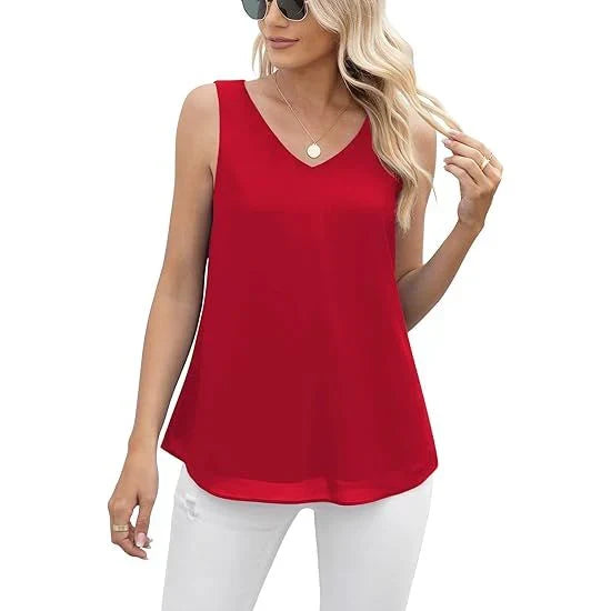 Women's Summer Sleeveless Chiffon Casual Tops H1