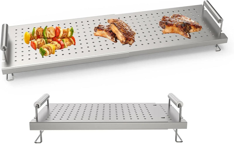 Adjustable baking pan heating/cooling rack, suitable for Blackstone baking pan accessories, with dimensions of 17 inches, 22 inches, 28 inches, 36 inches. Universal stainless steel heating tray/heating rack shelf/heater N7