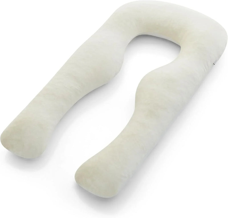 Body Pillow | Elegant U-shaped Pregnancy Pillow - Organic Bamboo Fiber Cotton - Crushed Cooling Gel Filling - Ergonomic Design - Dual-Sided Use - Washable Q2