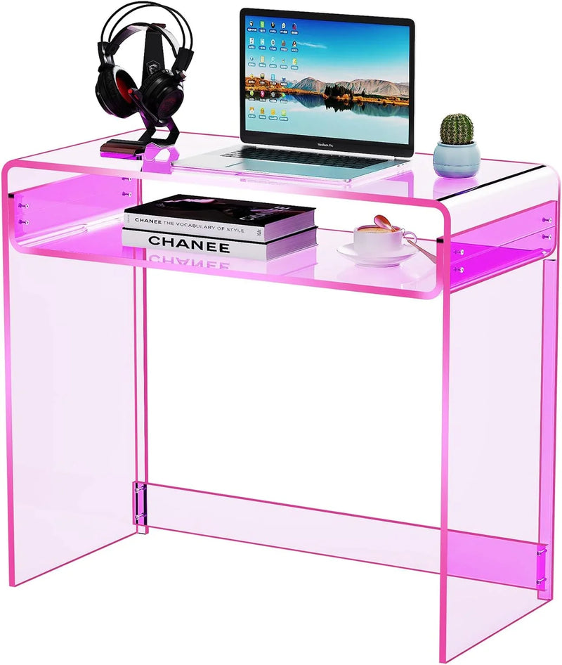 Acrylic Desk Laptop Workstation Study Table Home Office Console Table Entrance Tables Decor (Green) G9