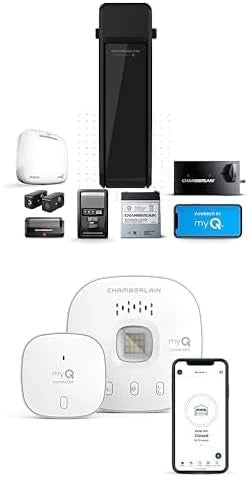 Silent and quiet wall-mounted garage door opener with battery backup and LED lighting, weighing 36 pounds, in black color. N0