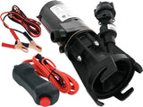 18555-000A - 12V DC waste pump, suitable for camper vans / motorhomes - Can empty a 40-gallon water tank in 5 minutes - Output flow rate 9 gallons per minute - 3/4 inch garden hose interface - Stainless steel grinder, self-priming, remote switch
