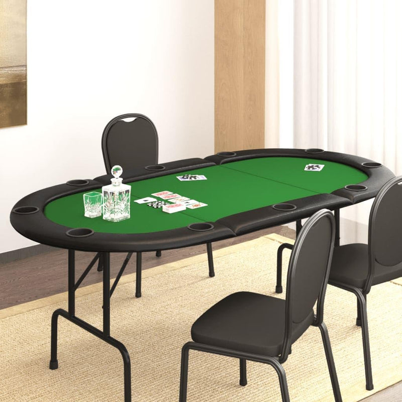 Poker and game table - 10-person foldable poker table - Green - 206x106x75 cm, 32 kg - Green A0
