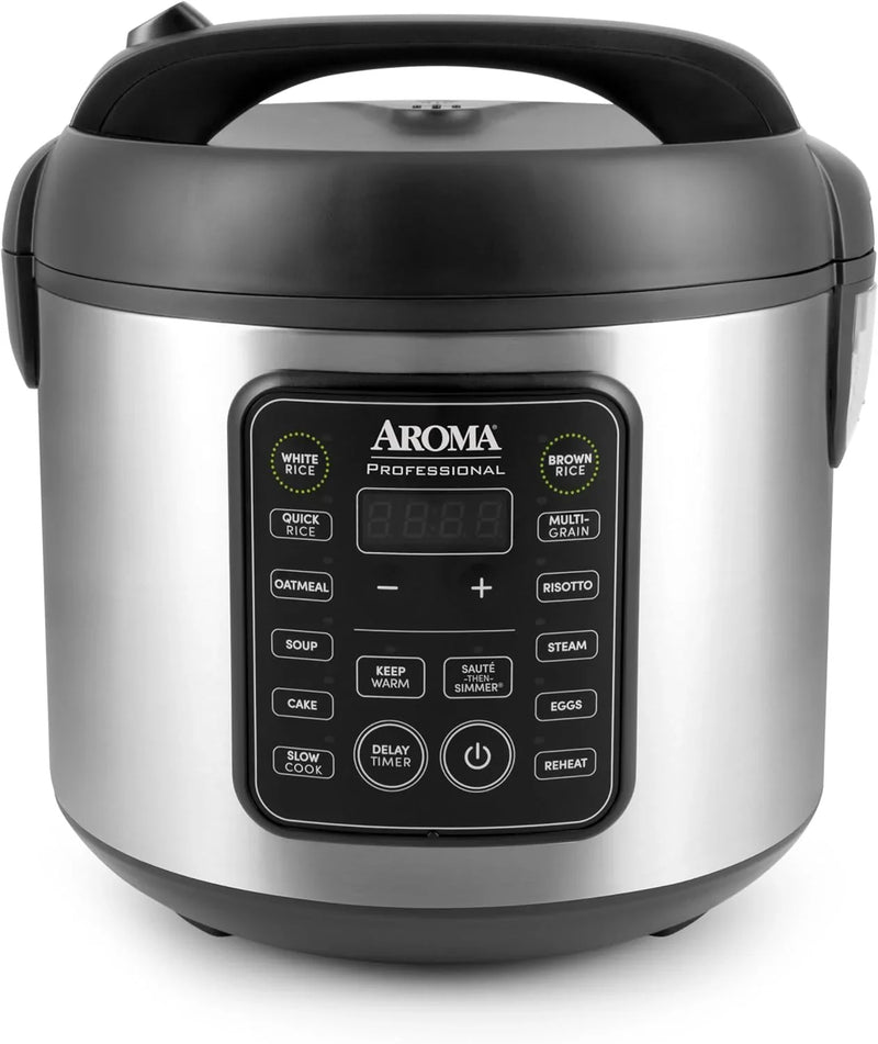 Digital rice cooker, 4 cup capacity (uncooked state) / 8 cup capacity (cooked state), steamer, multi-functional cooking pot, slow cooker, oatmeal pot, automatic insulation function, 2 gallons, stainless steel shell H7