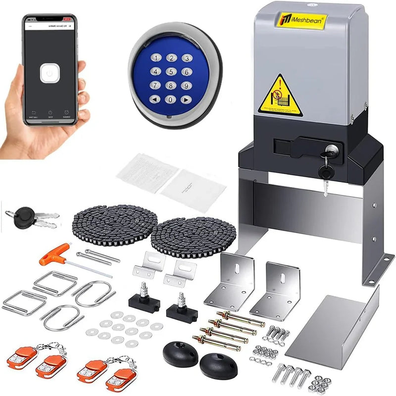 Automatic sliding door opener (controlled via APP), equipped with 4 remote controllers, 750-watt electric sliding door opener motor remote control kit, with wireless keyboard, suitable for sliding door openers up to 40 feet in length. K2