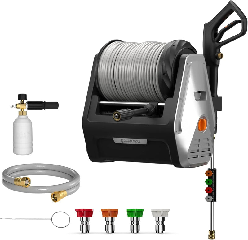 The wall-mounted high-pressure cleaning machine Plus is equipped with an upgraded 1800-watt motor, with a maximum pressure of 2900 pounds per square inch and an electric high-pressure cleaning machine that discharges 2.2 gallons per minute. It is equ K0