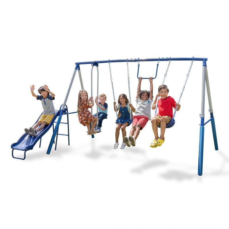 Swing Set, Outdoor Playset for Kids with Slide F2