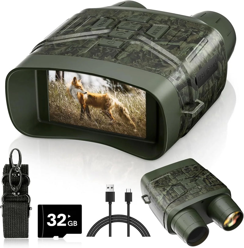 Night Vision Goggles - 4K Night Vision Binoculars with 5000mAh Rechargeable Battery, 32GB TF Card can Save Photo and Video, 3'' HD Screen for Camping & Security, Black C3