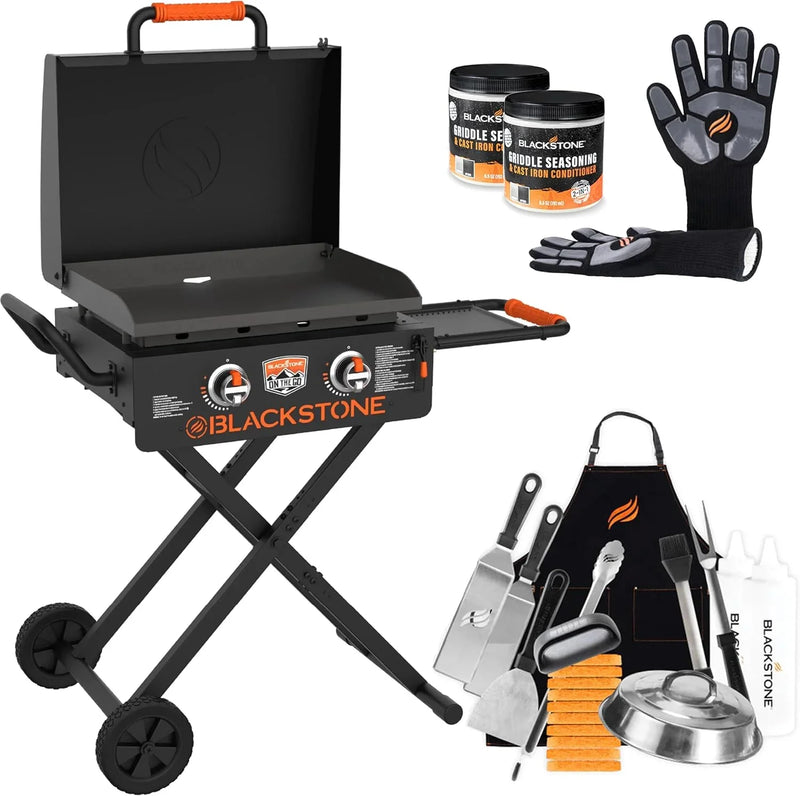 Blackstone 22 Inch Griddle - Portable Blackstone Omnivore Grill with Flexfold Legs, Includes Accessories, Seasoning, and Griddle Gloves F6