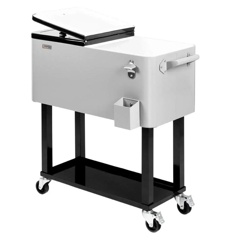 Portable 80 Quart Rolling Ice Chest with Shelf Z6