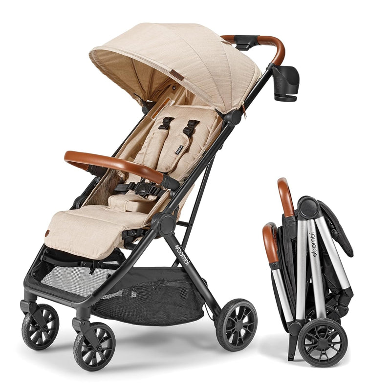 V2 Compact Baby Stroller - Premium vegetarian leather material, one-handed folding, infinitely adjustable tilt angle, aerospace-grade aluminum frame, oversized sunshade, spacious storage space, folding umbrella-style baby stroller - Desert Berry Colo X0