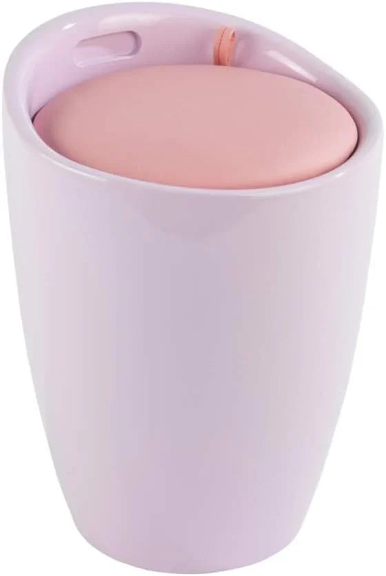 Bathroom stool with laundry basket, storage stool with soft padded seat, white stool for laundry sorting and storage, size 14.2 x 19.9 x 14.2 inches, white, 1-piece set N9