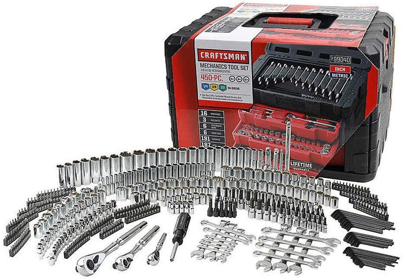 450-Piece Mechanics Tool Set, Ratchet Socket Hand Wrench Toolset W6