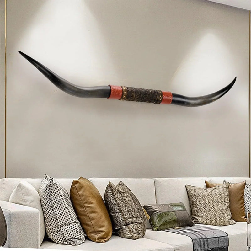 70" Long Horn Bull Horns, Longhorn Skull Wall Decor, Faux Taxidermy, Rustic Animal Head Wall Art, Living Room Decor N4