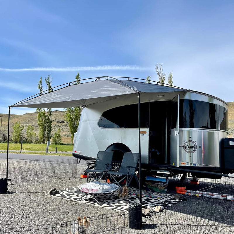 Sunshade portable roof tent, with dimensions of 9 feet by 7 feet, has a large shading area, is lightweight and durable, and is suitable for vehicles such as trucks, SUVs, vans, and camper vans (dark blue) S4